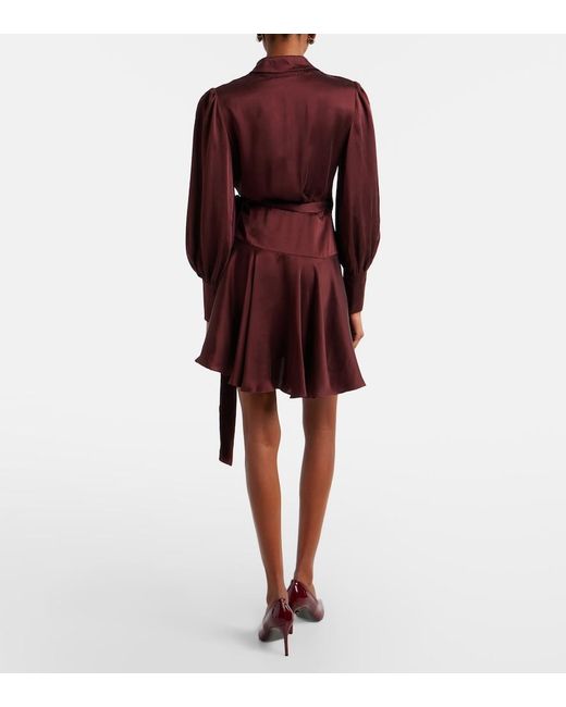 Zimmermann Red Silk Satin Wrap Dress
