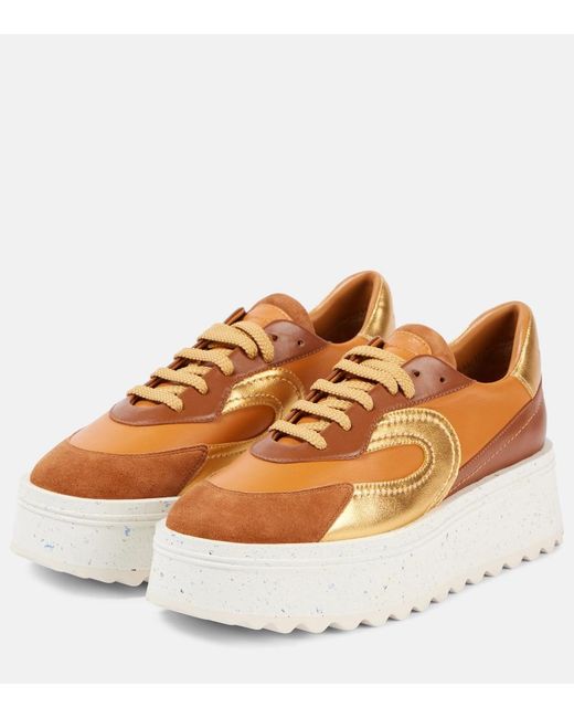Robert Clergerie Brown Awake Leather Platform Sneakers