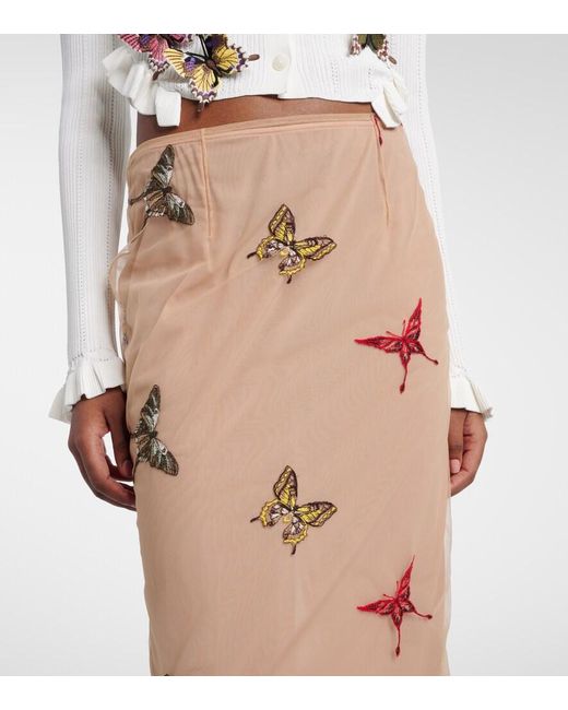 Blumarine Natural Applique Midi Skirt