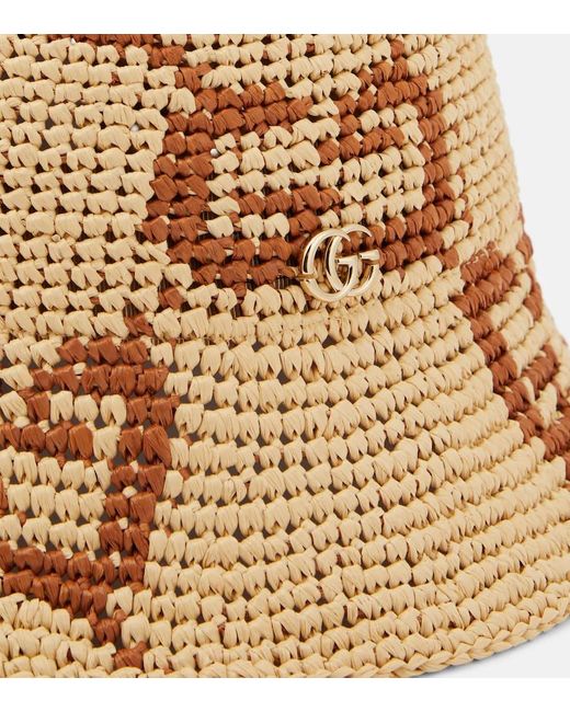 Gucci Natural GG Raffia-effect Cloche Hat