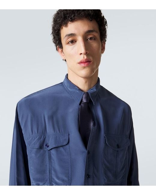 Saint Laurent Blue Silk Satin Tie for men