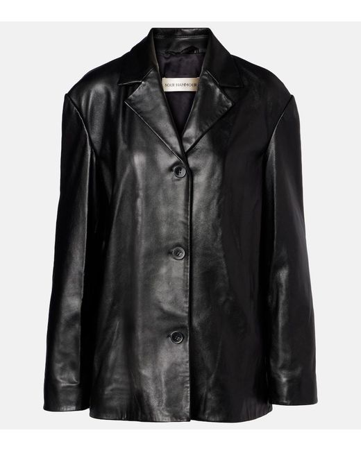 Nour Hammour Black Blazer Opus Aus Leder