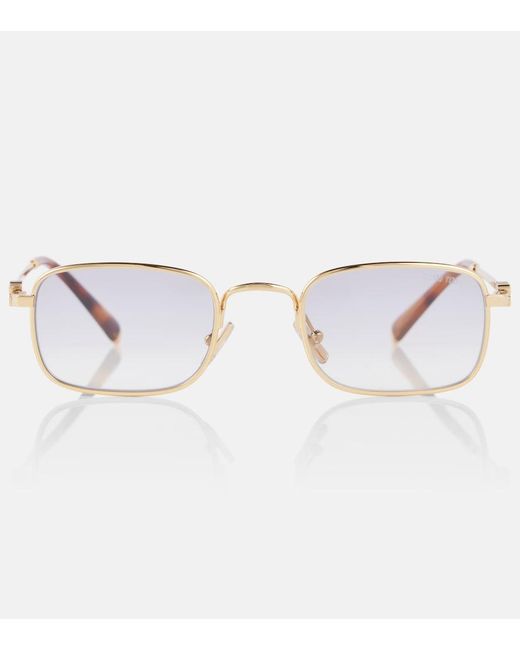 Miu Miu Metallic Logo Rectangular Sunglasses