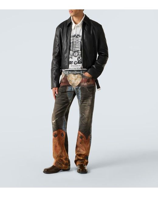 Acne Black Leather Biker Jacket for men