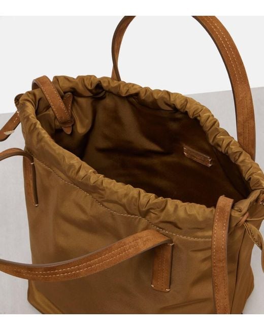 Khaite Brown Rory Medium Leather-Trimmed Bucket Bag