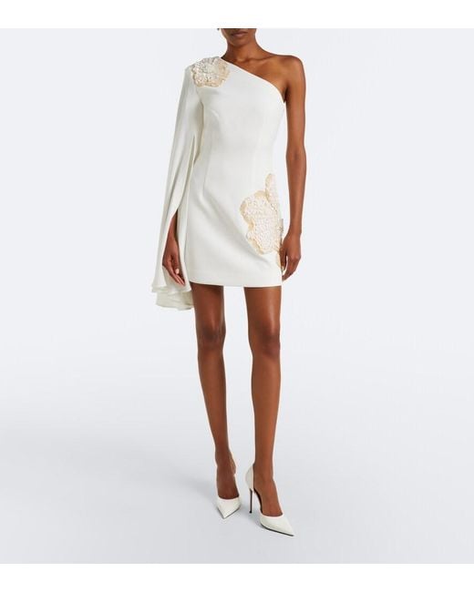 Rebecca Vallance White Sequined One-Shoulder Minidress