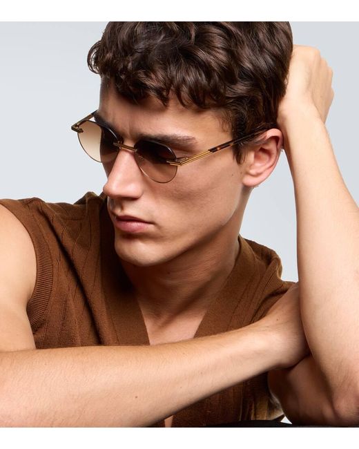 Bottega Veneta Brown Glasant Round Sunglasses for men