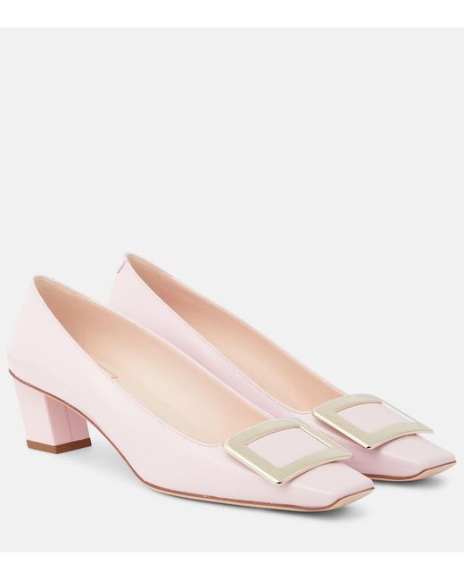 Roger Vivier Pink Belle Vivier 45 Leather Pumps