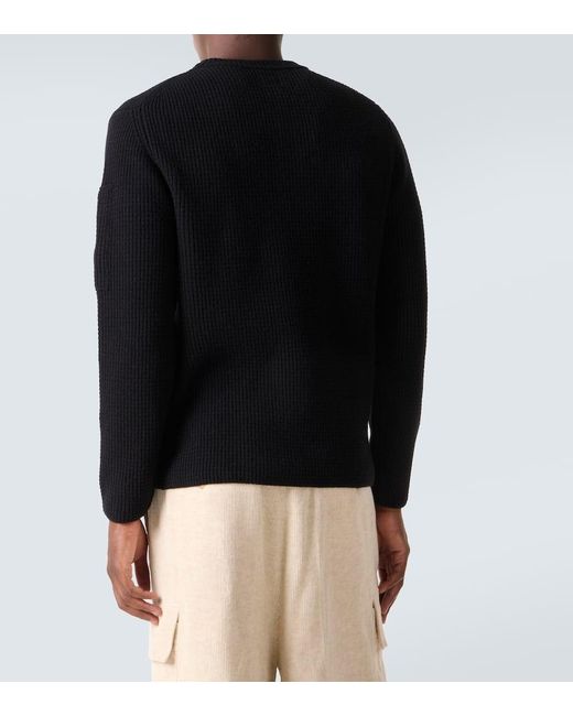 C P Company Black Ribbed-Knit Wool-Blend Sweater for men