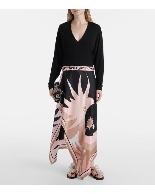 Emilio Pucci Black Stella Knitted Silk-Blend Midi Dress