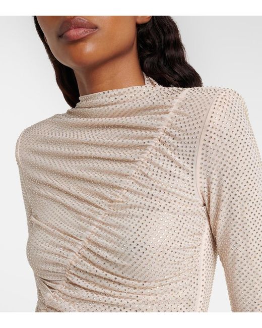 Self-Portrait Natural Top With Shimmering Crystals