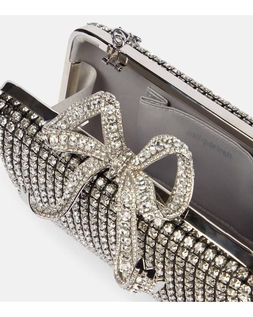 Self-Portrait Metallic Clutch Bow Small Mit Kristallen