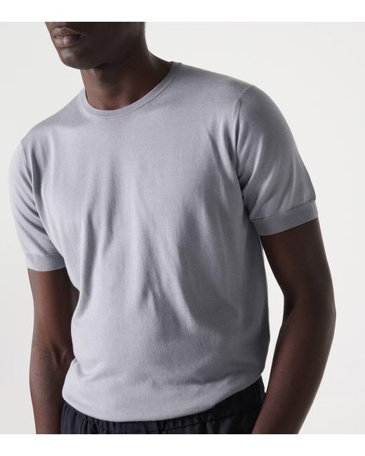 T-shirt in seta e cotone di Giorgio Armani in Gray da Uomo