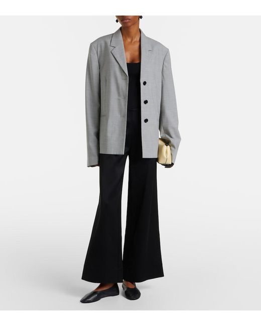 Totême Blue Satin Flared Pants