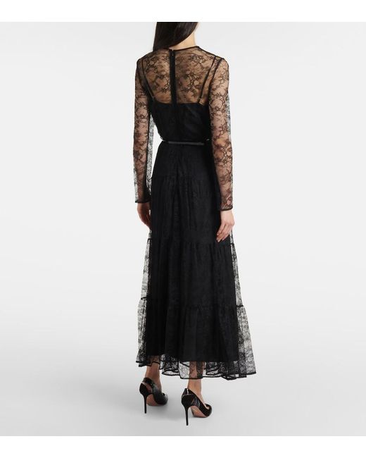 Max Mara Black Modane Lace Maxi Dress