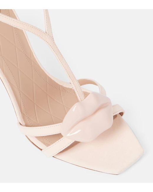 Balmain Pink Sandalen Lips 95 Aus Veloursleder