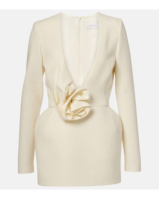Magda Butrym Natural Floral-Applique Wool-Blend Minidress