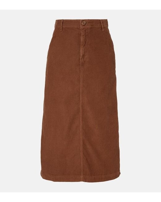 Velvet Brown Fia Cotton Midi Skirt