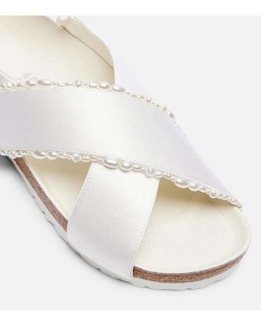 Birkenstock White X Danielle Frankel Tulum Embellished Satin Sandals