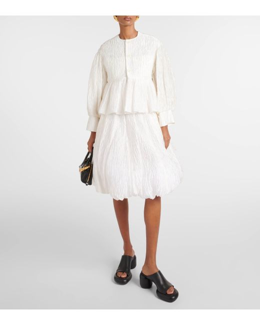 Noir Kei Ninomiya White Ruffled Cupro-blend Midi Skirt