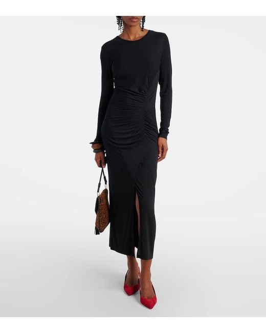 Isabel Marant Black Jelina Gathered Jersey Maxi Dress