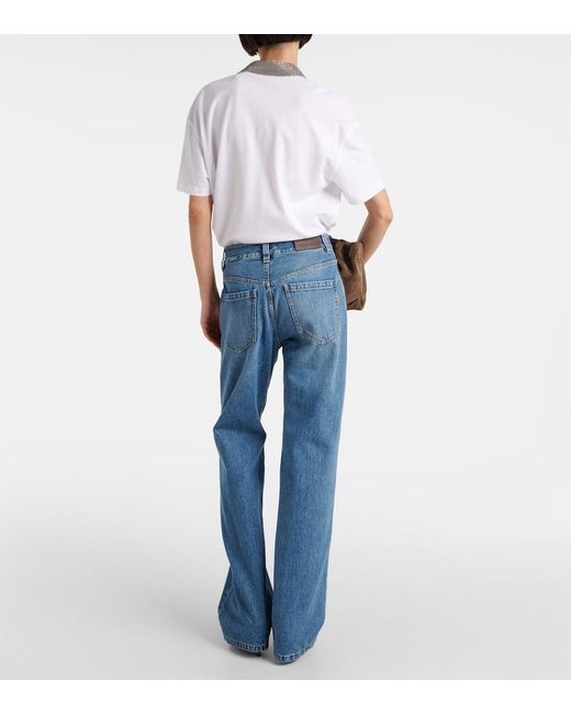 Brunello Cucinelli Blue Mid-Rise Wide-Leg Jeans