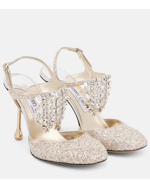 Jimmy Choo Metallic Verity 95 Glitter Pumps