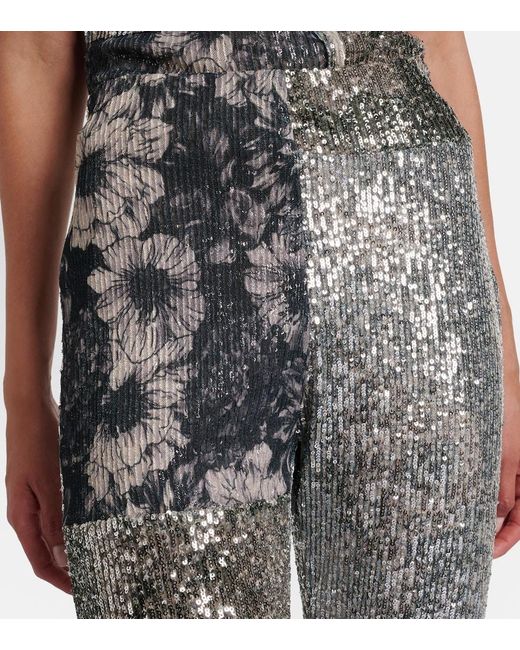 Maison Margiela Gray Sequined Patchwork Slim Pants