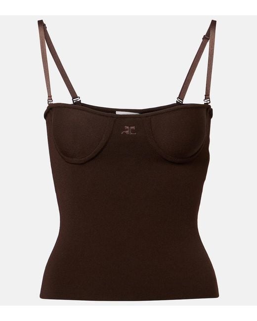 Courreges Brown Logo Tank Top