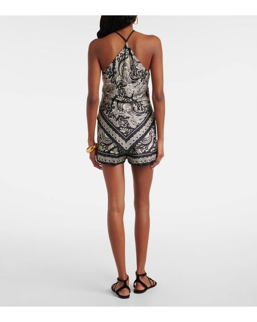 Nili Lotan Black Audrey Paisley Silk Twill Top