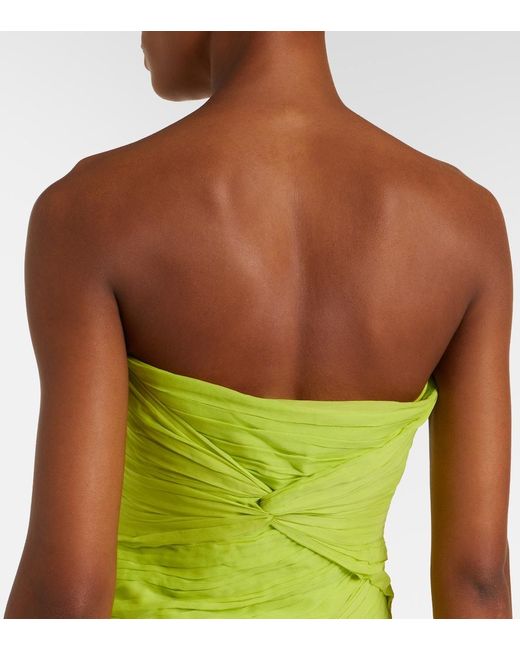 Blumarine Green Ruffled Georgette Maxi Dress