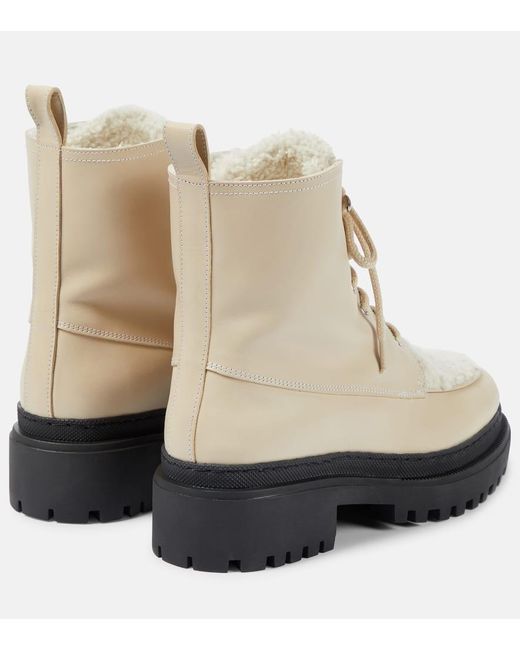 Yves Salomon Natural Wool-lined Leather Ankle Boots
