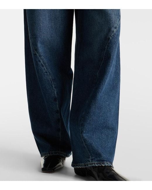 Agolde Blue Twist Mid-Rise Wide-Leg Jeans