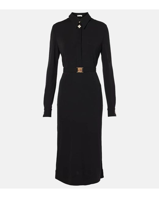 Vestido Camisero De Jersey Con Cinturon Tory Burch de color Black
