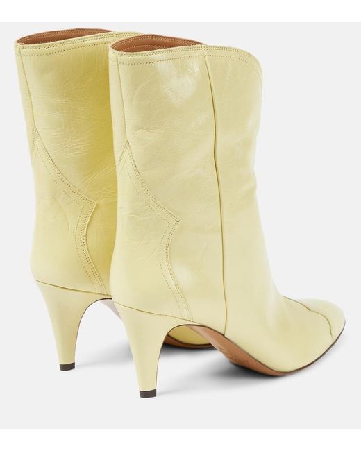 Isabel Marant Yellow Dytho Leather Ankle Boots