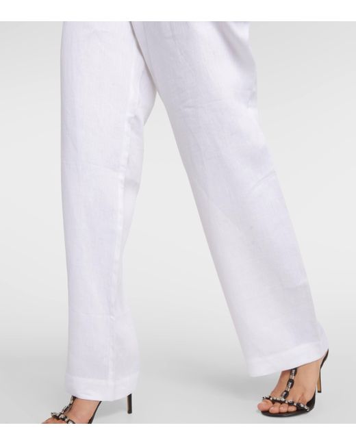 Asceno White Aurelia Linen Straight Pants