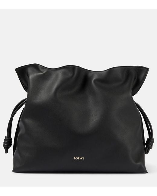 Loewe Black Flamenco Xl Leather Clutch