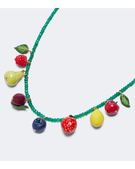 Jennifer Behr Blue Fruita Embellished Charm Necklace