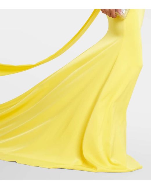 Alex Perry Yellow One-Shoulder-Robe aus Satin