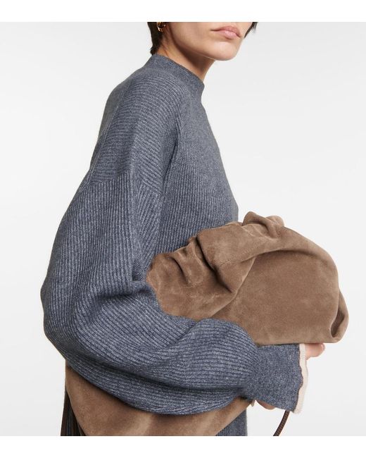 Brunello Cucinelli Blue Ribbed-Knit Cotton And Alpaca Midi Dress