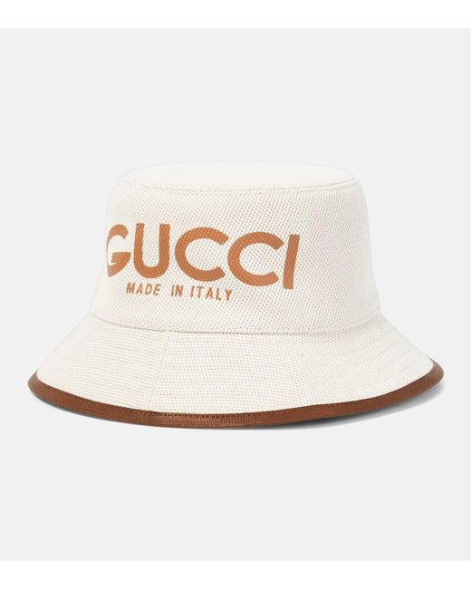 Gucci Natural Logo Canvas Bucket Hat
