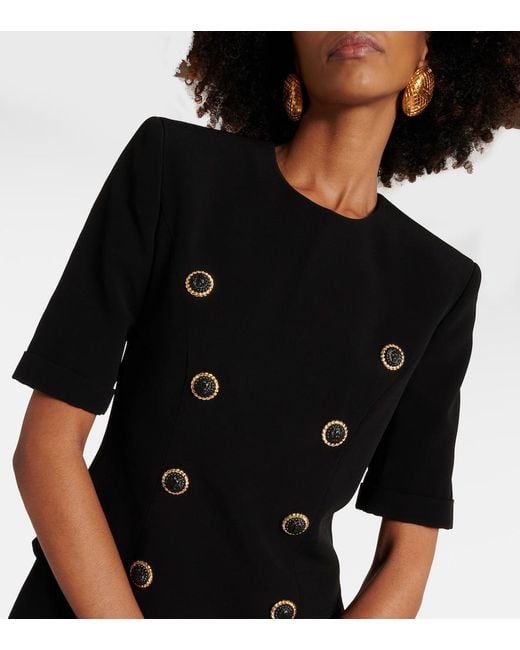 Balmain Black Elegant Mini Dress With Decorative Buttons