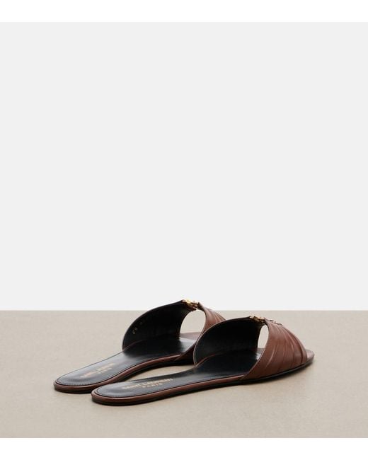 Saint Laurent Brown Babylone Leather Slides