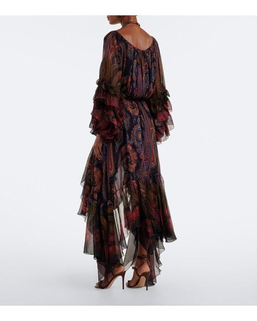 Etro Multicolor Printed Silk Chiffon Gown