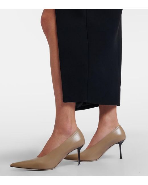 Christen Brown Helix Leather Pumps