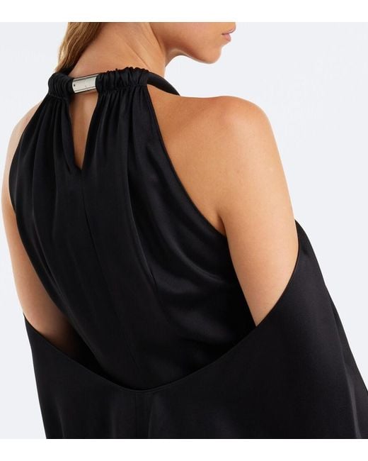 Stella McCartney Black Caped Satin Halterneck Gown