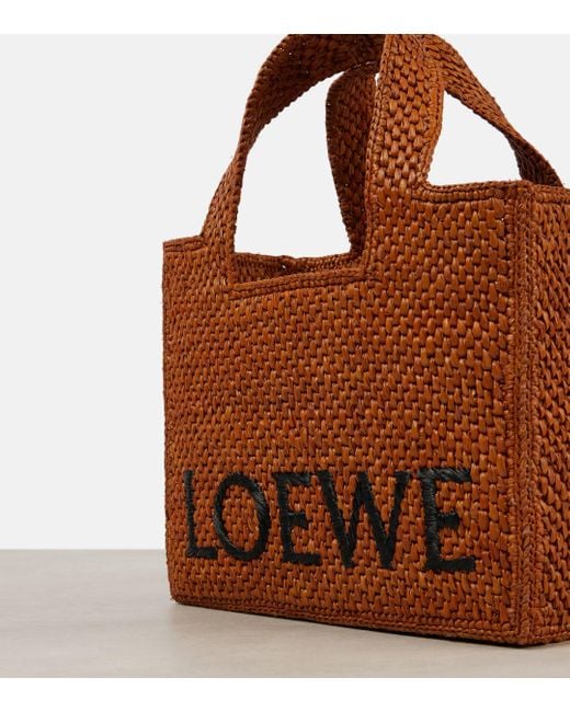 Loewe Brown Paula's Ibiza Font Small Raffia Tote Bag