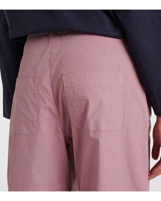 Leset Pink Kyoto Cotton Cropped Wide-Leg Pants