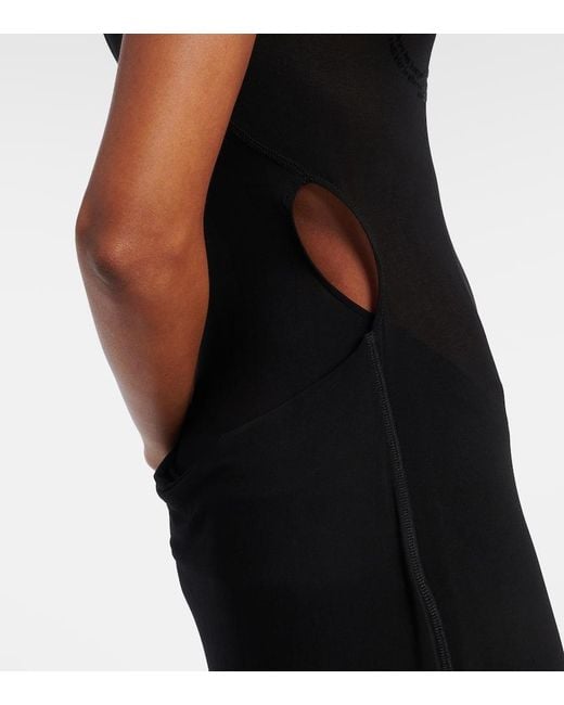 Jean Paul Gaultier Black Maxikleid Aus Samt Und Jersey