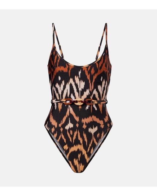 Zimmermann Brown Aster Scoop Printed Swimsuit